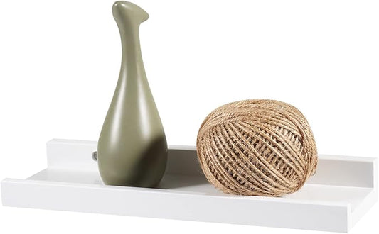 12 Inch Floating Shelves Wall Mounted, Solid Wood Wall Shelves for Decor and Storage, Picture Ledge Shelf for Bedroom/Bathroom/Living Room/Kitchen/Laundry Room, White Color, 12*4*1.5, 1 Pack