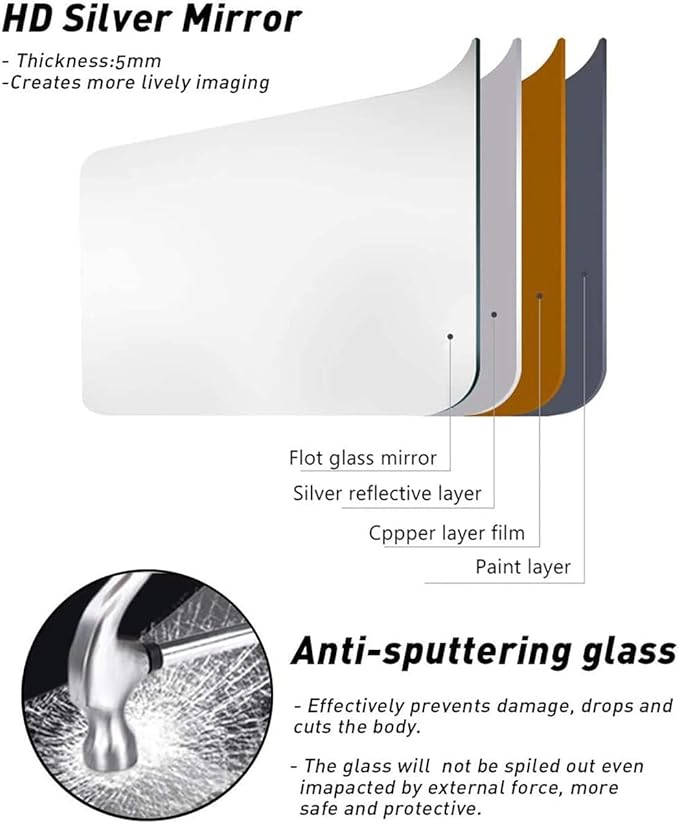 TinyTimes 24"x36" Arched Wall Mirror, Vanity Mirror, with Metal Frame, for Bathroom, Bedroom, Entryway, Modern & Contemporary Wall Mirror - Black