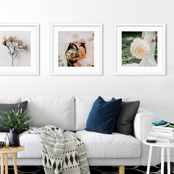 VNVNK 19x19 Frame White, Perfect for 19x19 Inch Picture without Mat or 15x15 Inch Picture with Mat, Home Wall Decor Picture Frame-1 PCS