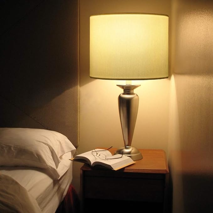 Wellmet 14"x14"x11" Assembly Required Lampshade for Table Lamp, Bedside Lamp, Floor Lamp, Fabric Drum Lampshade Classic Modern Style, Spider Fitter, Cream White