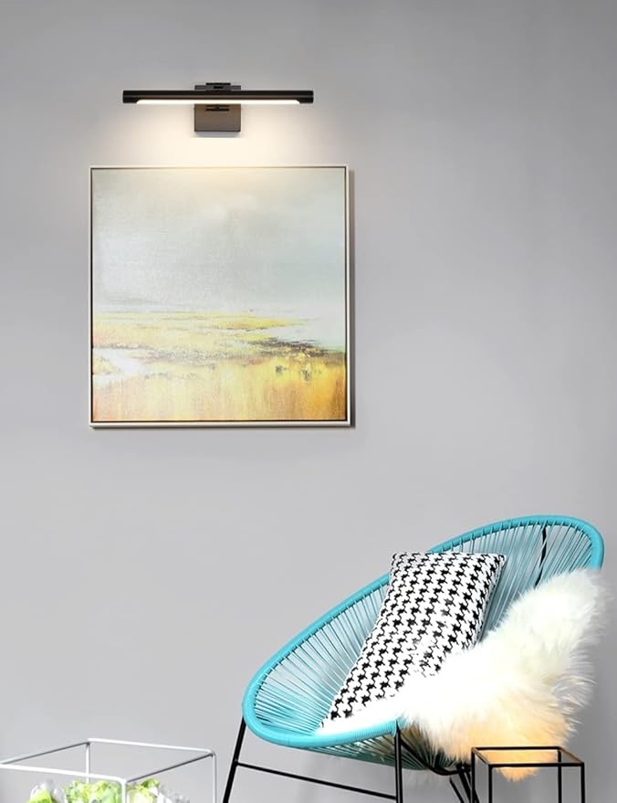 Joosenhouse LED Picture Light Fixtures 16.53" Inches Long Modern Black Wall Lamps with Rotatable Lighting Tube Picture Frame Lights for Paintings 9W(50W Eqv.) Hardwired Connection 3000K