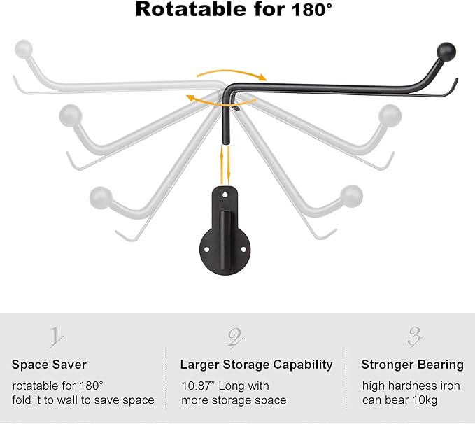 Mkono Wall Mounted Drying Rack Laundry Clothes Hanger with Swing Arm Space Saving Metal Hanging Valet Rod for Laundry Closet Organizer Bathroom Bedroom, 2 Pack, Black