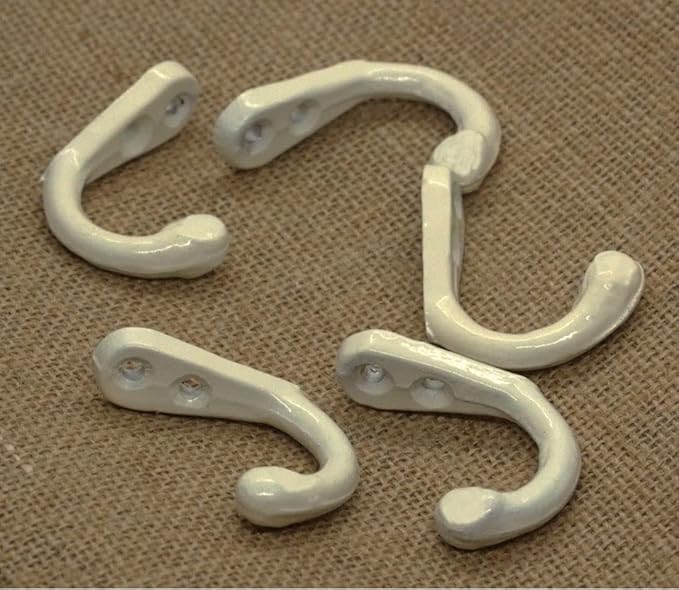 Multipurpose Hooks, Used to Hang Clothes, Bags, Coats, Curtain Hold Backs, Keys, Colour - Ivory, Material - Aluminium, Screws and Wallplugs Included, Pack of 4 Pieces