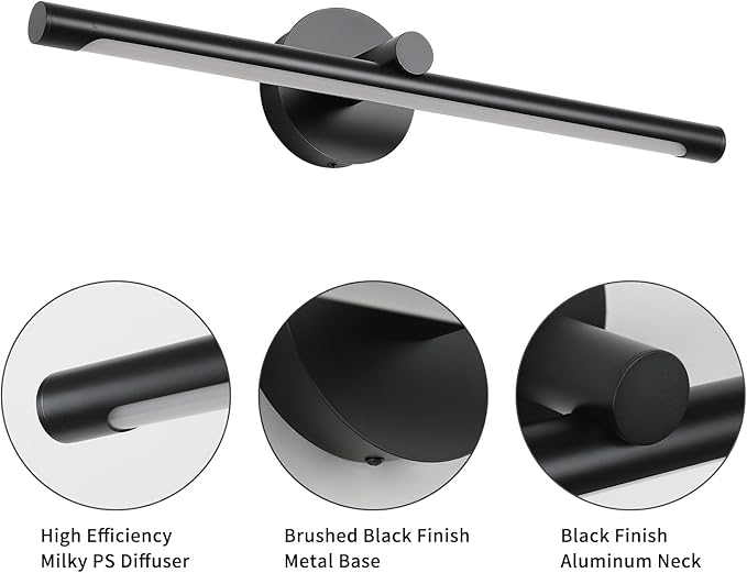 JUSHENG Black Picture Lights for Paintings Dimmable Gallery Light Hardwired LED Wall Art Lighting Display Artwork Lamps 24.21'' Inch 12W 3000K Warm White