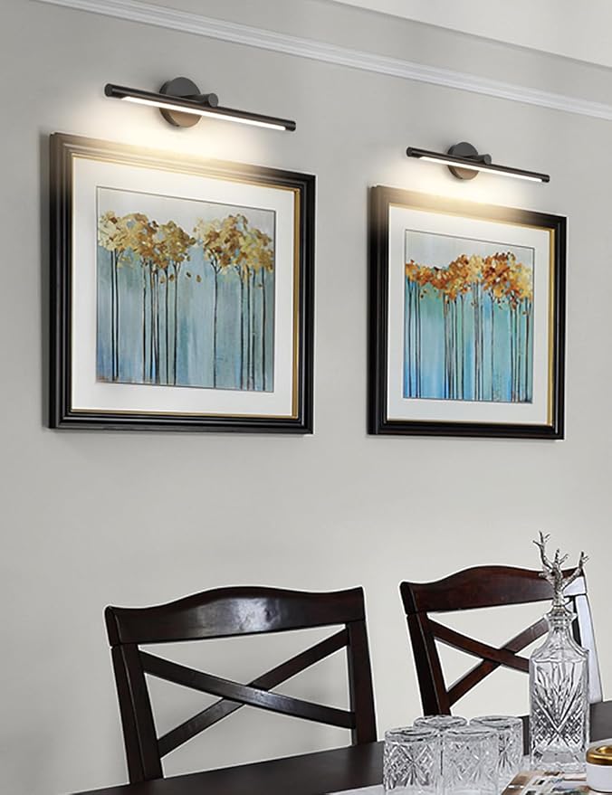 JUSHENG Black Picture Lights for Paintings Dimmable Gallery Light Hardwired LED Wall Art Lighting Display Artwork Lamps 24.21'' Inch 12W 3000K Warm White