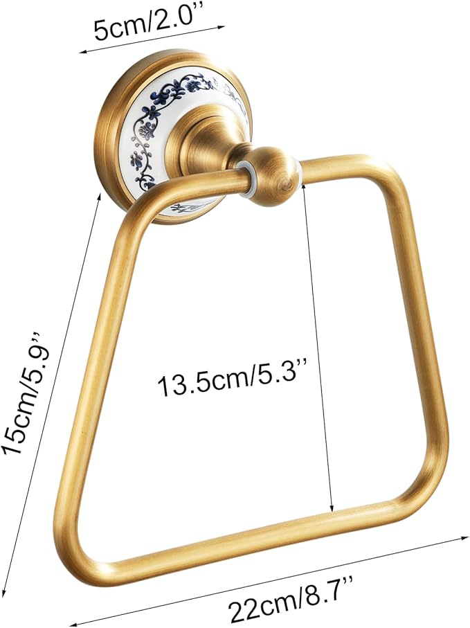 Trapezoid Antique Bronze Brass Hand Towel Holder, Bathroom Hardware Accessories,Porcelain Design