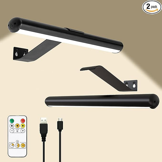 Picture Lights for Wall Art Rechargeable 5000mAh,Remote,Painting Light for Gallery, 3 Lighing Color Dimmable ,Full Metal Magnetic ,Wall Light for Artwork Frame Poster Canvas Dartboard Mirror Set of 2