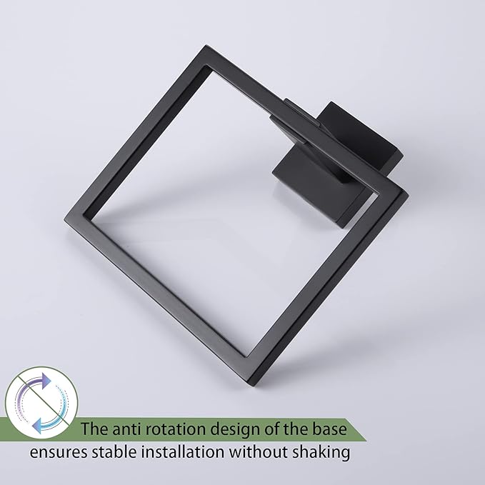 KOKOSIRI Hand Towel Ring Shower Towel Hanger Holder Bath Towel Holder Bathroom Lavatory Stainless Steel Wall Mount, Matte Black, B3004BK