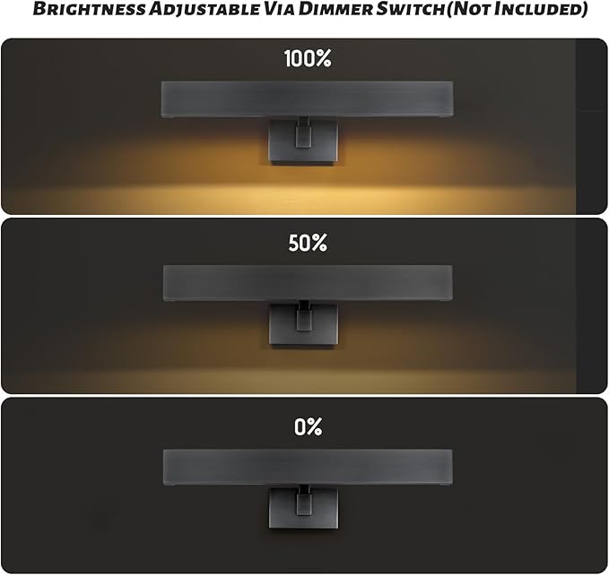 Picture Light, 18" Black Picture Lights for Wall, Bronze Art Lights Hardwired, Dimmable Gallery Light, 3000K Vanity Lights, Picture Frame Light for Bathroom Wall Sconces Artwork Poster Display