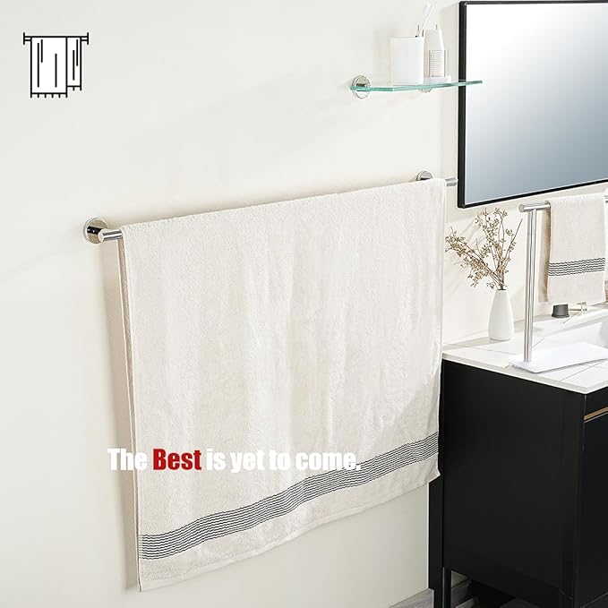 JQK Bath Towel Bar Chrome, 36 Inch 304 Stainless Steel Thicken 1mm Single Towel Rack for Bathroom, Towel Holder (Polished Chrome) Wall Mount, 39 in Total Length, TB110L36-CH