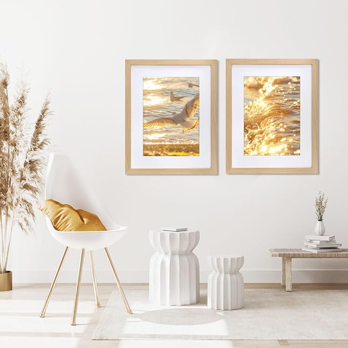 VNVNK 16x24 Frame Natural Wood Color, Perfect for 16x24 Inch Picture without Mat or 14x20 Inch Picture with Mat, Home Wall Decor Picture Frame-1 PCS