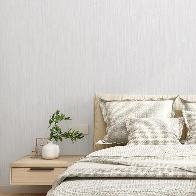 Grasscloth Peel and Stick Wallpaper 20.8"x394" Light Gray Thick Fabric Textured Linen Classic Faux Grassweave Neutral Removable Wallpaper Vinyl Film Roll for Home Use