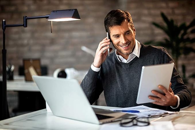 O’Bright Dimmable LED Pharmacy Floor Lamp, 12W LED, Full Range Dimming, 360 Degree Swing Arms, Adjustable Heights, Standing Lamp for Reading, Sewing, and Craft, ETL Listed (Black)