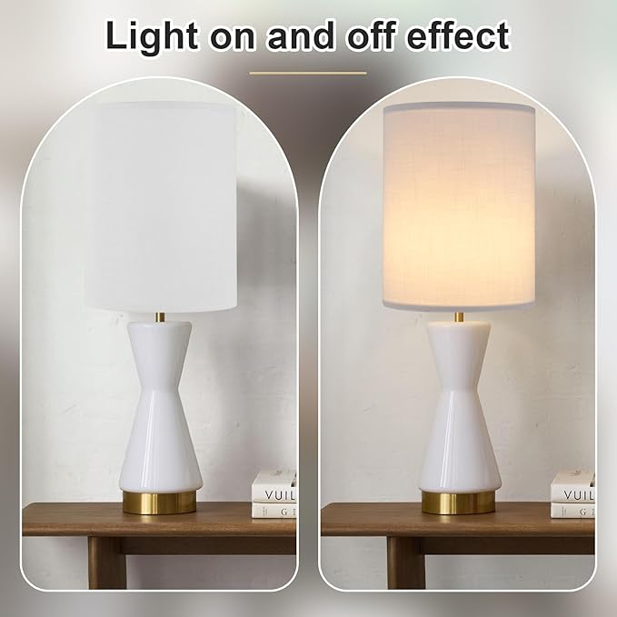 White Linen Tall Drum Lampshade, 10" Top x 10" Bottom x 13" High Lamp Shade, Lamp Shade Replacement for Table and Floor Lamps, Pendant Light, Handcrafted Lampshade, Easy Assembly