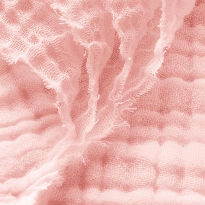 Carriediosa 100% Cotton Muslin Throw Blanket 70" X 80" Twin Size，4-Layers Summer Gauze Throws for Bed Couch，Soft Lightweight Breathable Linen Blankets Bedspread for Adults All Season，Dusty Pink