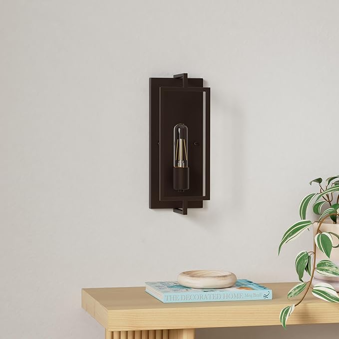 Industrial Wall Sconces Set of 2, Vintage Brown Wall Light Fixture E26 Base, Metal Rustic Wall Mount Lamp, Modern Indoor Lighting Hardwired