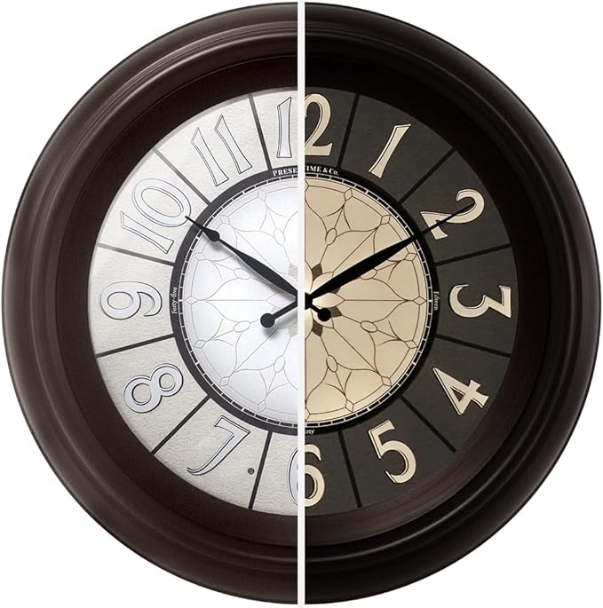 Presentime & Co. 18" Luminous Large Wall Clock, Oil Rubbed Bronze Finish, Night Light, Lighted Clock with Smart Sensor to Turn on/Off Lights. Wall Décor for Living Room, Dining Room, Kitchen.
