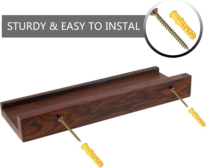 12 Inch Floating Shelves Wall Mounted, Rustic Wall Shelves for Decor and Storage, Solid Walnut Wood Shelf, Picture Ledge for Bedroom/Bathroom/Living Room/Kitchen, Walnut Color, 12*4*1.5 (1 Pack)