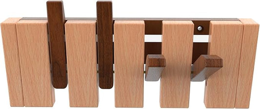 Wall Mounted Piano Key Hanger | Flip Style Hook | Entrance Wall Art Hook, Made of Oak Wood (3 Times Painted, 4 Times Polished) (Walnut-Beech, 4Hooks)