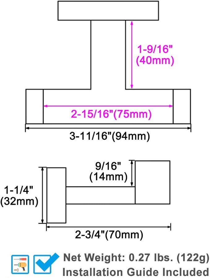 Angle Simple Towel Hook for Bathroom, SUS 304 Stainless Steel Double Robe Coat Hook, Hand Towel Hanger Wall Mount, Brushed Nickel