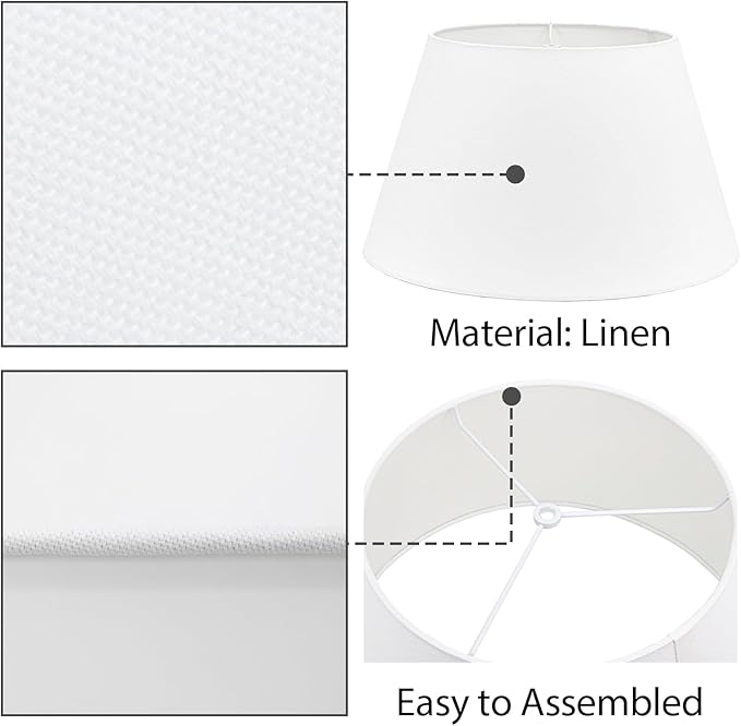 Large Empire Lamp Shade 11.5"Top x 17.9" Botton x 10.5"Height Round Lampshade Linen Lampshade Drum Lamp Shades Barrel Lamp Shades for Table Lamp(1, Round-11.5"Top x 17.9"Botton x 10.5"Height)