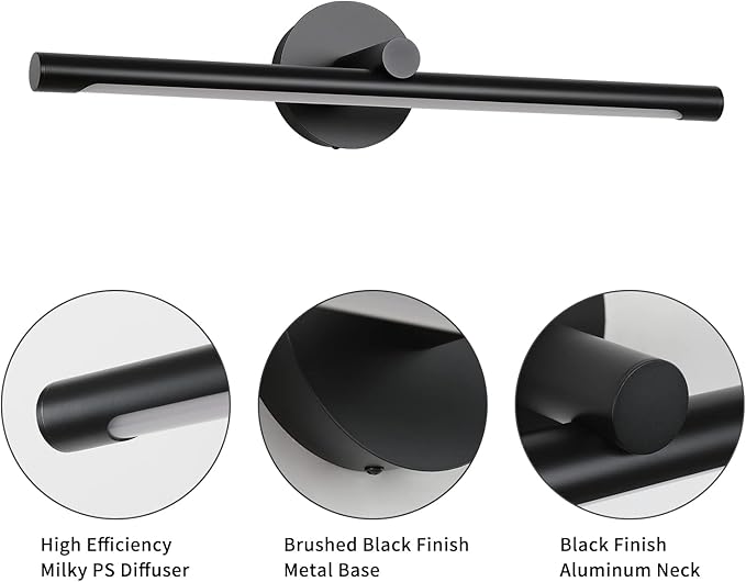 JUSHENG Picture Lights Hardwired Modern Picture Lights for Paintings LED Wall Art Light Black Gallery Display Light Artwork Lighting 24.21'' Inch 12W 3000K Warm White