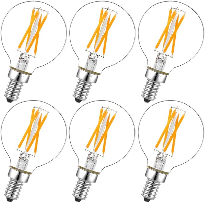 LiteHistory Dimmable g16.5 led Bulb e12 g16 1/2 led Candelabra Bulb 40w led Edison Bulb 2700K 400lm ac120v 4w g50 led Globe Bulb for Chandelier,Vanity and Ceiling Fan Light Bulbs 6Pack