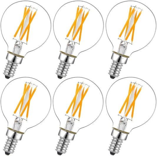 LiteHistory Dimmable g16.5 led Bulb e12 g16 1/2 led Candelabra Bulb 40w led Edison Bulb 2700K 400lm ac120v 4w g50 led Globe Bulb for Chandelier,Vanity and Ceiling Fan Light Bulbs 6Pack