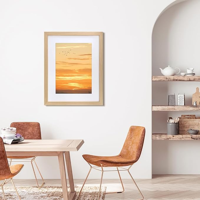 VNVNK 22x28 Frame Natural Wood Color, Perfect for 22x28 Inch Picture without Mat or 18x24 Inch Picture with Mat, Home Wall Decor Picture Frame-1 PCS