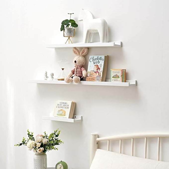 Floating Shelves Wall Mounted 20 Inch, Solid Oak Wood Shelf for Decor and Storage, Picture Ledge for Bedroom Bathroom Living Room Kitchen, 20 * 4 * 1.5, 1 Pack