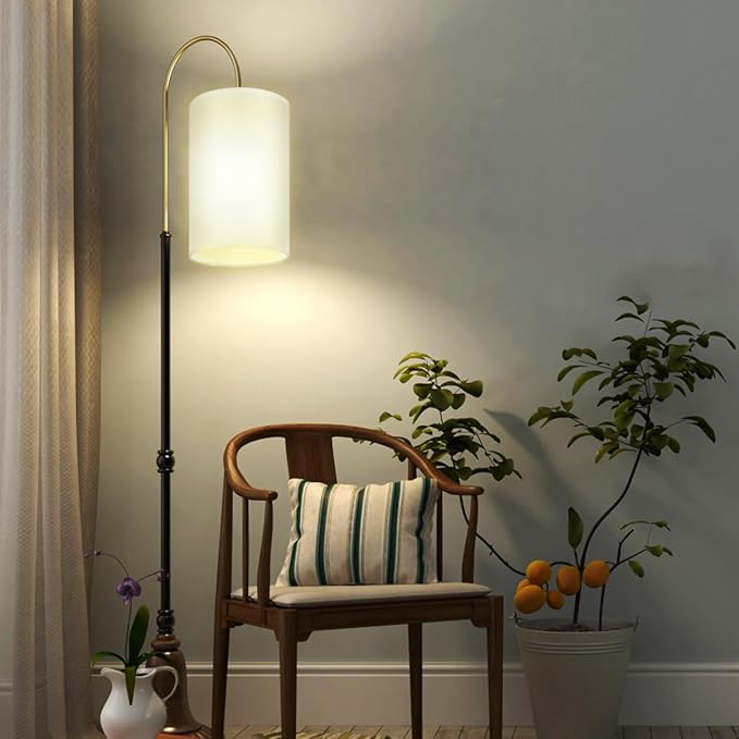 1pcs Lamp Shade, Light Fixture Replacement E27 Lampshade Light Shade Rustic Farmhouse Lampshade Barrel Fabric for Table Lamp & Floor Light, 5.1x7.9x5.1 inch (White)