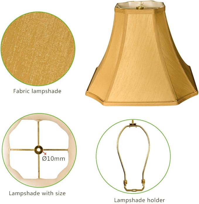 Tootoo Star Antique Octagonal Royal Bell Lamp Shade for Floor Lampshade and Table Lamp,(6.3x6.3) x(13x13) x10.8",Antique Gold