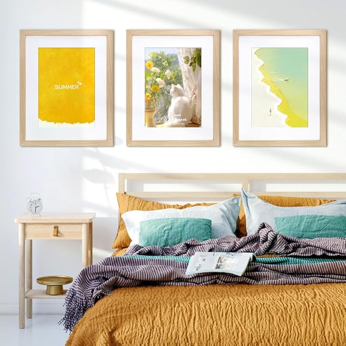 VNVNK 22x28 Frame Natural Wood Color, Perfect for 22x28 Inch Picture without Mat or 18x24 Inch Picture with Mat, Home Wall Decor Picture Frame-1 PCS