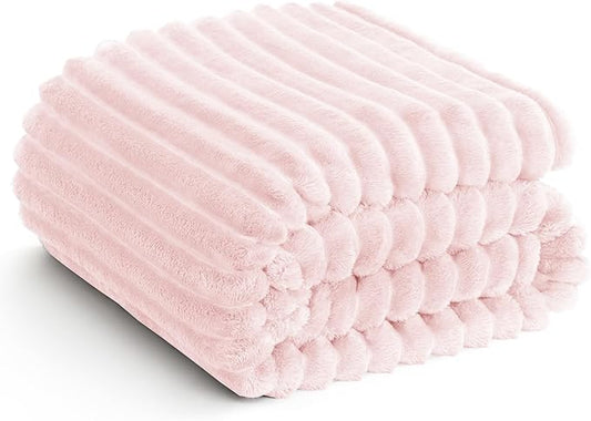 Pink Queen Size Blanket for Bed - 300GSM Soft Cozy Soft Blankets, Cute Large Lightweight Bedding Fleece Throws, Pink, 90x90 Inches