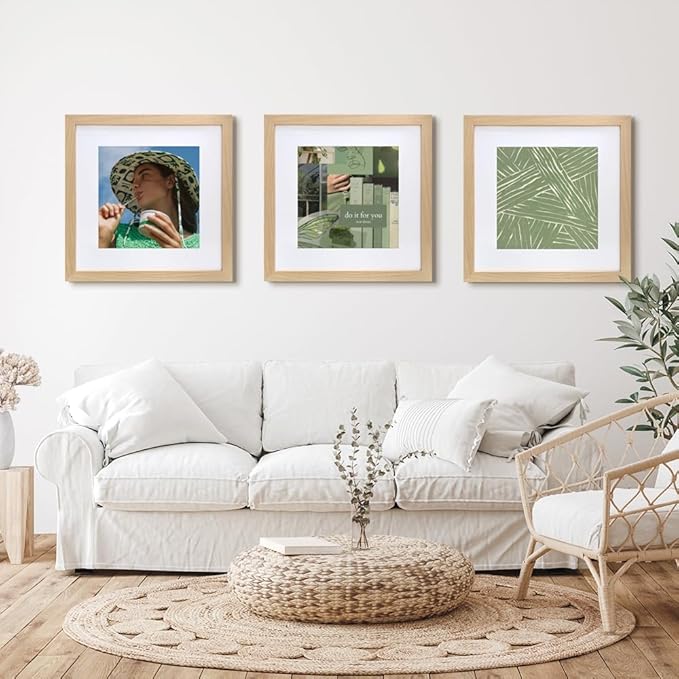 VNVNK 15x15 Frame Natural Wood Color, Perfect for 15x15 Inch Picture without Mat or 11x11 Inch Picture with Mat, Home Wall Decor Picture Frame-1 PCS