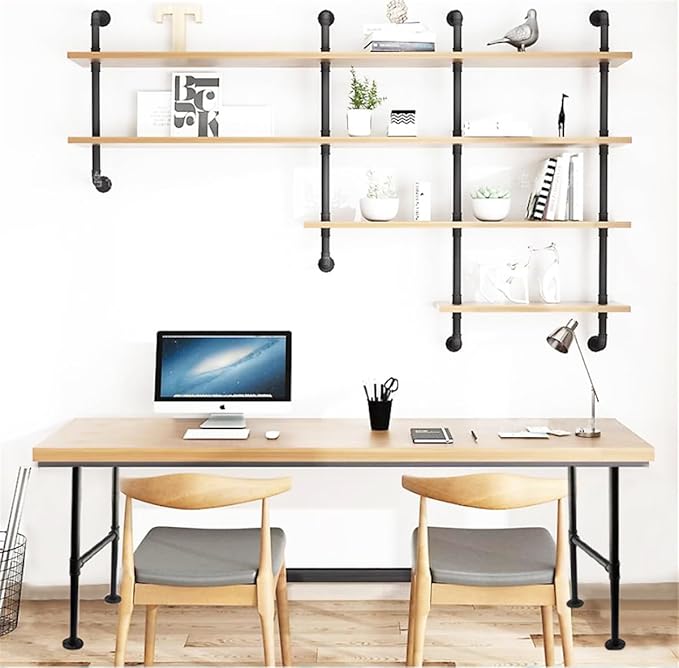 Industrial Pipe Table Leg Set,Metal Legs for Coffee and End Tables, Desks, Nightstand,2Pcs, 28" H × 14" W(Black)