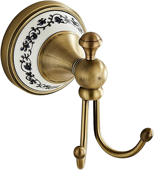 Antique Bronze Brass Bath Towel Hooks Wall Mounted Bathroom Clothes Hook,Antique Brass Horn Shape Curved Towel Hooks YIGUANXIN