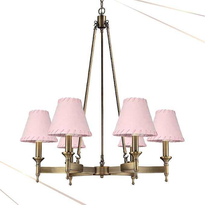 Royal Designs, Inc. CS-1119-5PNK Faux Leather Empire Chandelier Shade with Whipstitch Trim, 3 x 5 x 4.5, Pink