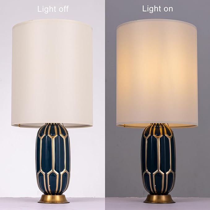 Wellmet CreamWhite 14"x14"x17" inches Lampshade, Required Assembly for Table Lamp, Bedside Lamp, Floor Lamp, Fabric Drum Lampshade Classic Modern Style, Metal Spider Fitter