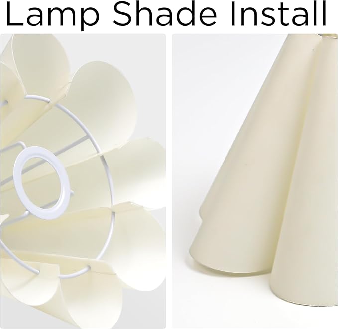 KUNJOULAM Cute Small Table Lamp, Modern Bedside Nightstand Lamp with Fabric Lampshade, Metal Base for Bedroom Home Office Decor (Without Buld)