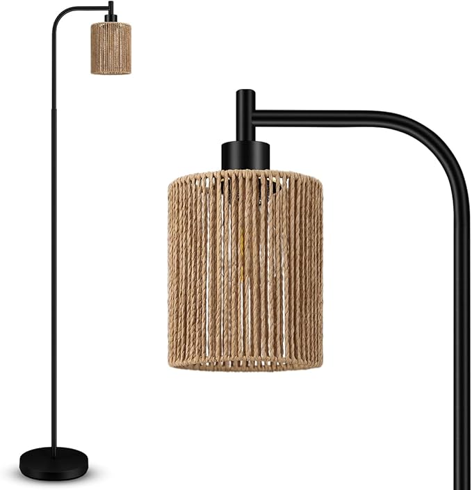 BoostArea Industrial Floor Lamp, Standing Lamp with Lampshade, 6W LED Bulb Included, Modern Floor Lamp with Foot Switch, Bright LED Lamp for Living Room and Bedroom, Office