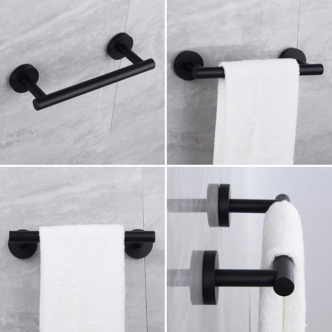 9-Inch Matte Black Hand Towel Bar SUS 304 Stainless Steel Towel Rack Holder for Bathroom Wall Mount