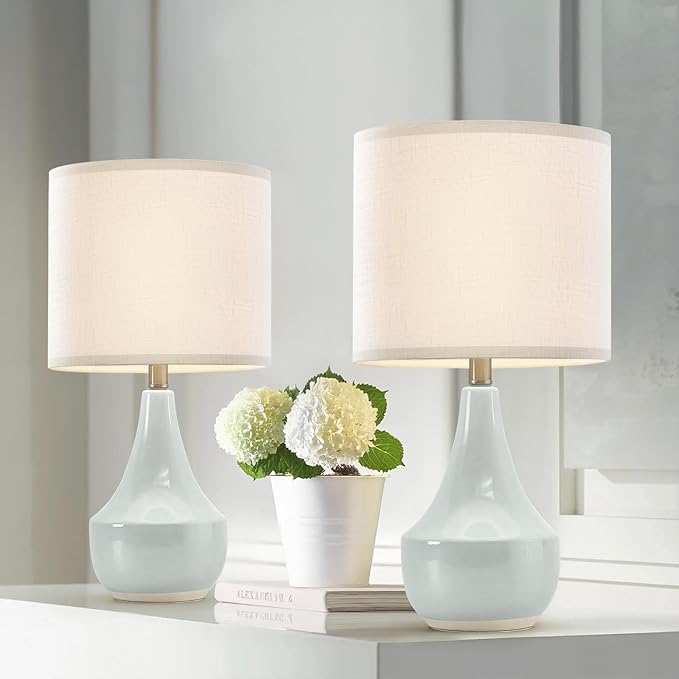 White Linen Small Drum Lampshade, 8.66" Top x 8.66" Bottom x 7.87" High Lamp Shade, Lamp Shade Replacement for Table and Floor Lamps, Pendant Light，Handcrafted Lampshade，Easy Assembly