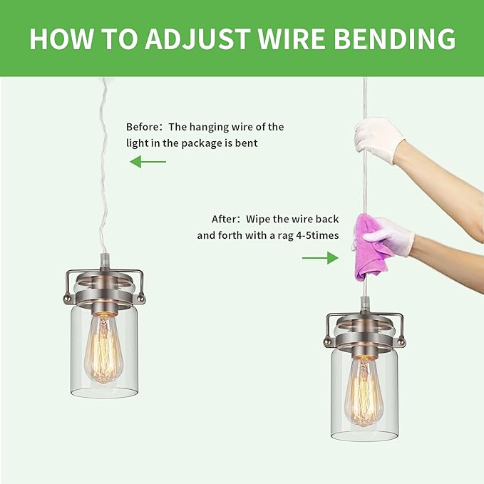 Industrial Pendant Lighting for Kithen Island, Brushed Nickel Pendant Light Fixture with Clear Glass Shade Modern Mini Ceiling Light Fixture Adjustable Kitchen Island Lighting(E26 Base)