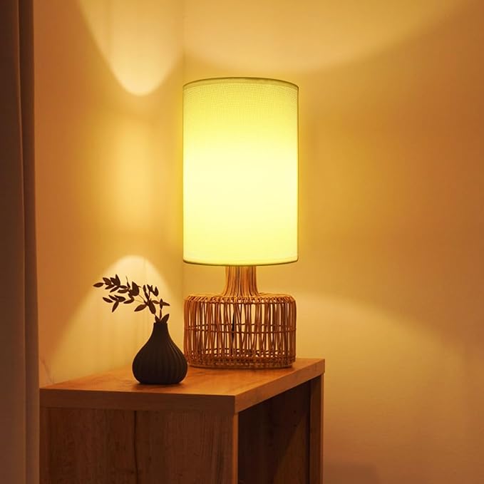 1pcs Lamp Shade, Light Fixture Replacement E27 Lampshade Light Shade Rustic Farmhouse Lampshade Barrel Fabric for Table Lamp & Floor Light, 5.1x7.9x5.1 inch (White)