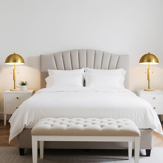 24" Modern Table Lamp for Living Room Gold Metal Nightstand Lamp with High-Grade Decorative Travertine Mid Century Table Lamp for Bedroom Side Table Bedside End Table