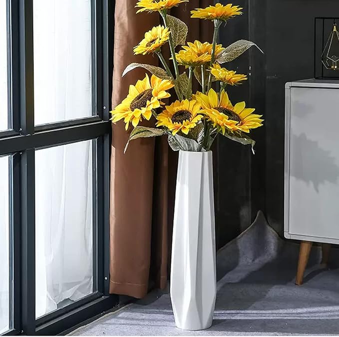 Ceramic Large Floor Vase, GDSZJLJ White 24" Tall Flower Vase Decorative Vases for Living Room Modern Home Decor Office Bedroom Kitchen Wedding House Décor, Gift for Wedding Housewarming