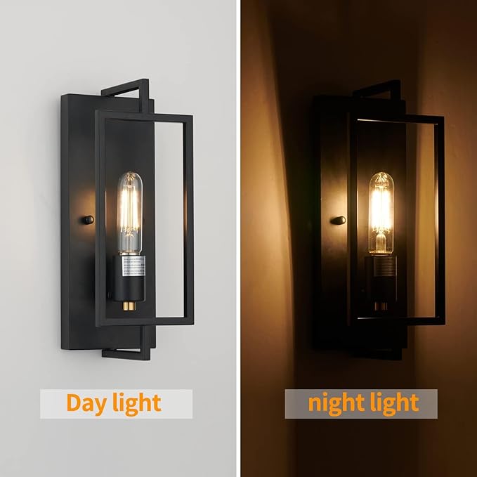 1-Light Black Wall Sconce,Metal Wall Sconce Light Fixtures,Ceramic E26 Base,Modern Indoor Lighting Hardwired【Bulb Included】
