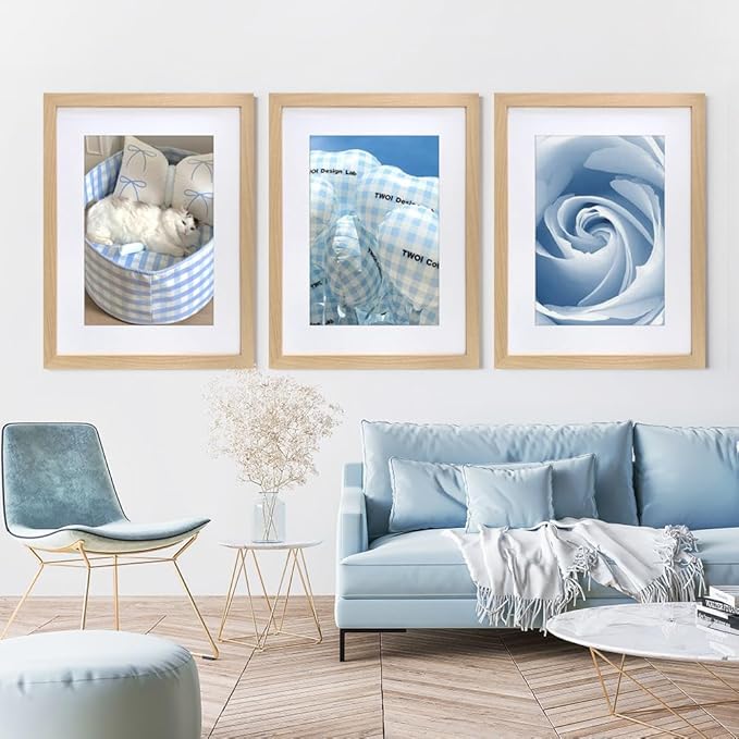 VNVNK 18x24 Frame Natural Wood Color Picture frame-1 PCS, Perfect for 18x24 Inch Picture without Mat or 16x20 Inch Picture with Mat, Home Wall Decor Picture Frame