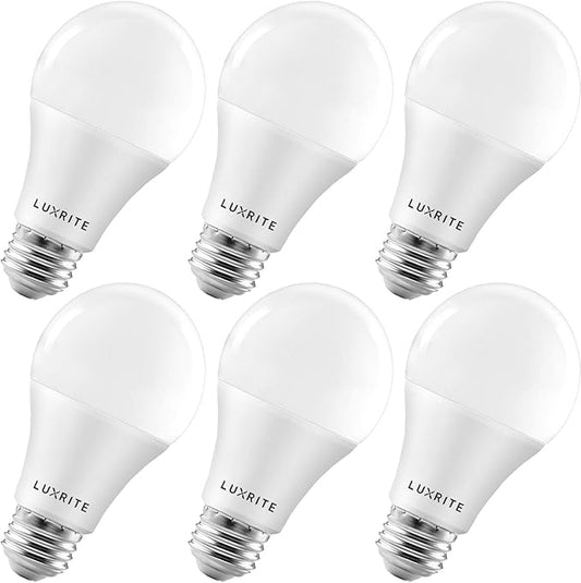 LUXRITE A19 LED Light Bulbs 100 Watt Equivalent Dimmable, 3000K Soft White, 1600 Lumens, Enclosed Fixture Rated, Standard LED Bulbs 15W, Energy Star, E26 Medium Base - Indoor and Outdoor (6 Pack)